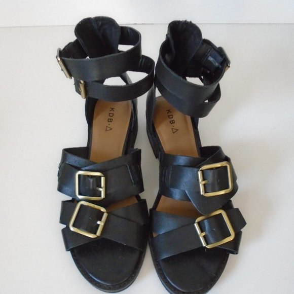 Kelsi Dagger Brooklyn gladiator sandals genuine leather black size 7.5 USA - Picture 3 of 6